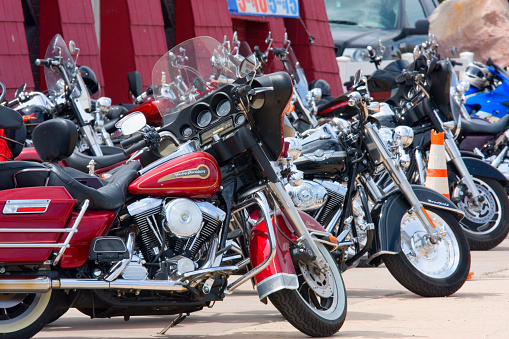 Harley Motorcycles Lined Up